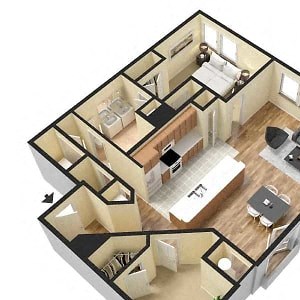 Luxury one bedroom apartment with den